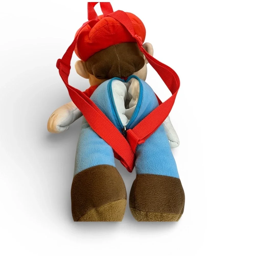 Nintendo Super Mario Plush Backpack‎ Kids 15in Red Blue Excellent Video Game Toy